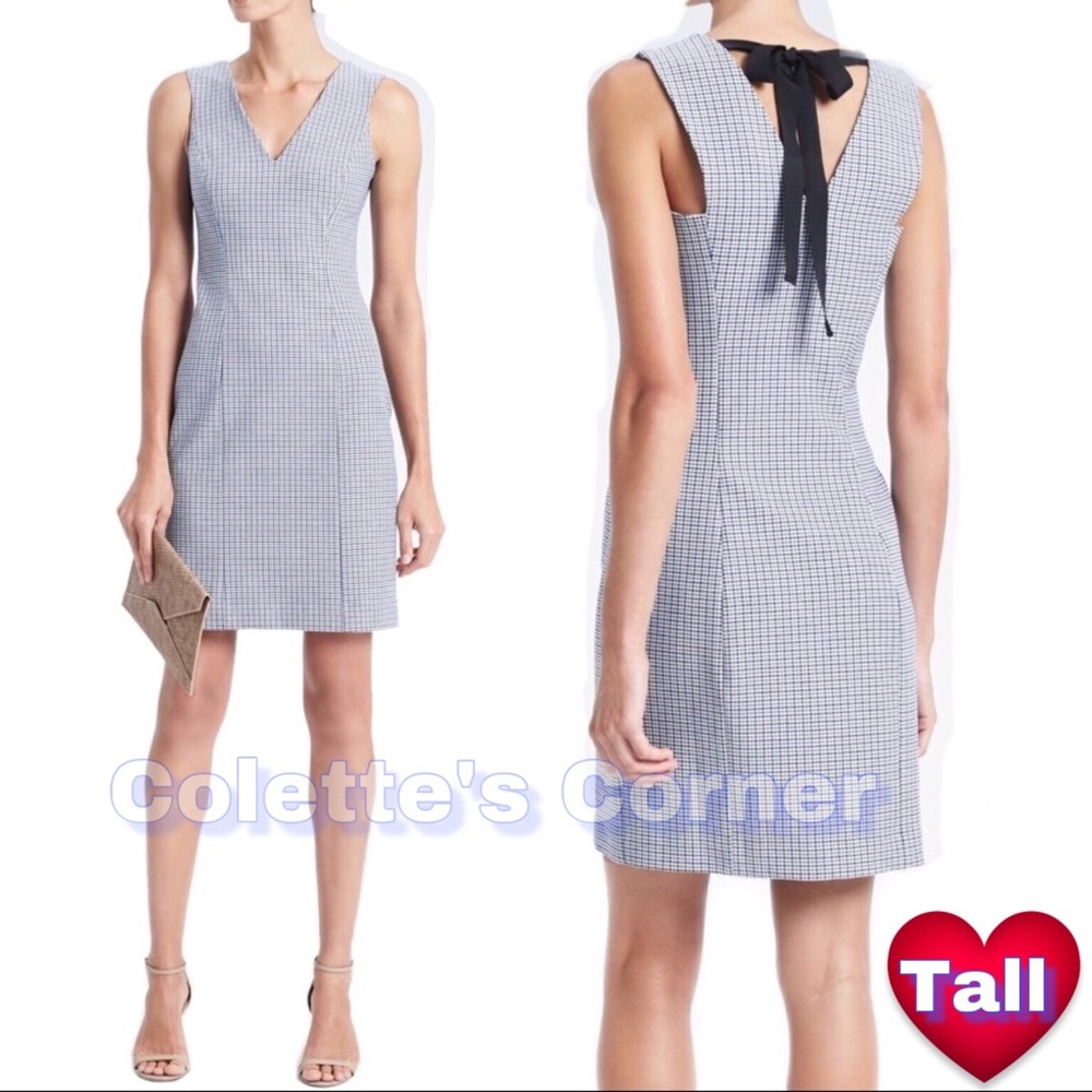 Banana Republic Check Tie-Back Sheath Tall Dress